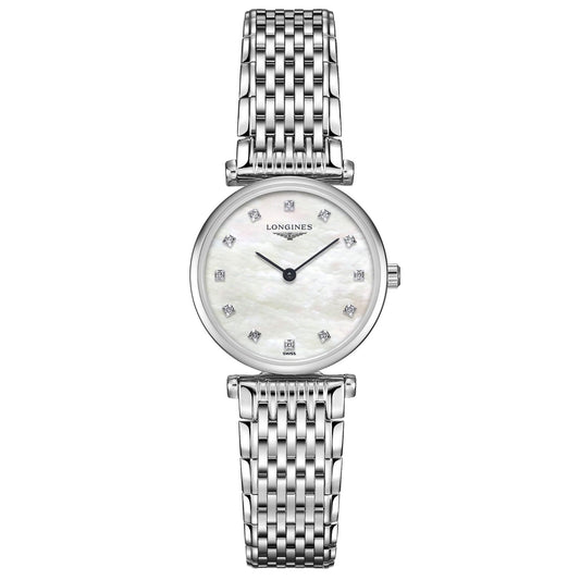 Longines orologio La Grande Classique 24mm madreperla diamanti acciaio quarzo L4.209.4.87.6