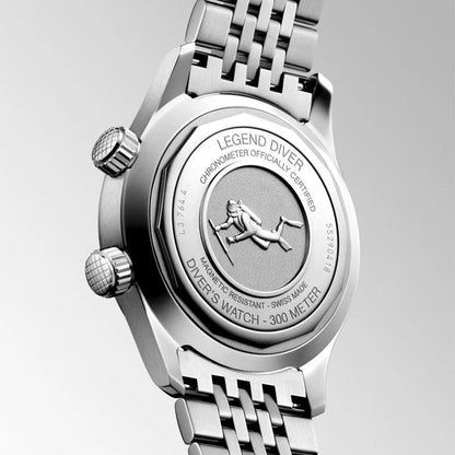 Longines orologio Legend Diver 39mm nero automatico acciaio L3.764.4.50.6