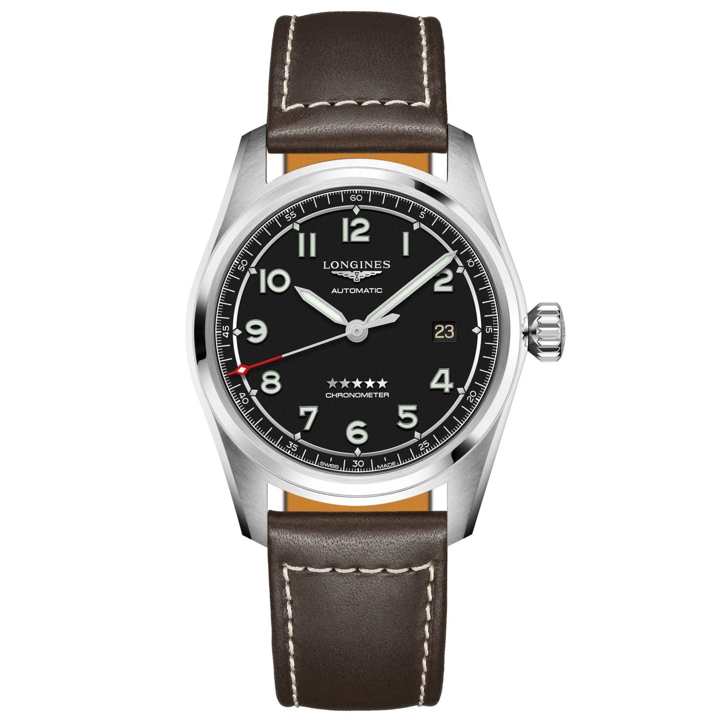 Longines 手表 Longines Spirit 40mm 黑色 自动 钢制 L3.810.4.53.0