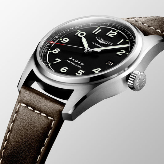 Longines 手表 Longines Spirit 40mm 黑色 自动 钢制 L3.810.4.53.0