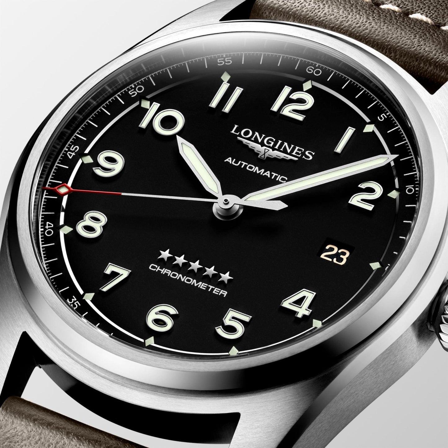 Longines 手表 Longines Spirit 40mm 黑色 自动 钢制 L3.810.4.53.0