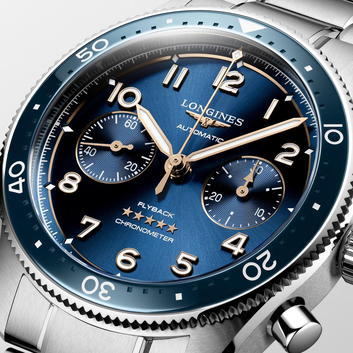 Longines Longines Spirit Flyback 42毫米蓝色自动钢表 L3.821.4.93.6