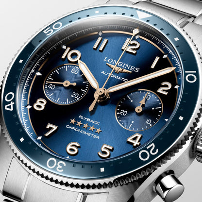 Longines Longines Spirit Flyback 42毫米蓝色自动钢表 L3.821.4.93.6