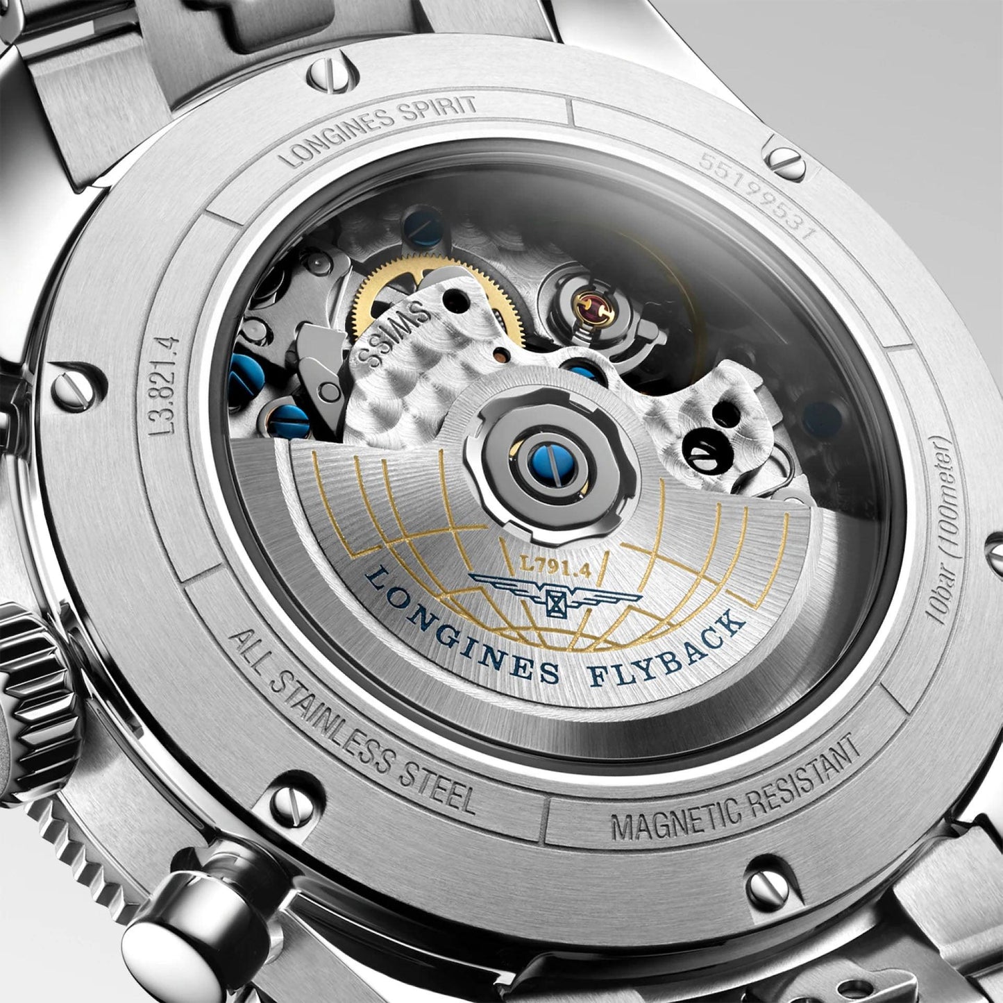 Longines Longines Spirit Flyback 42毫米蓝色自动钢表 L3.821.4.93.6