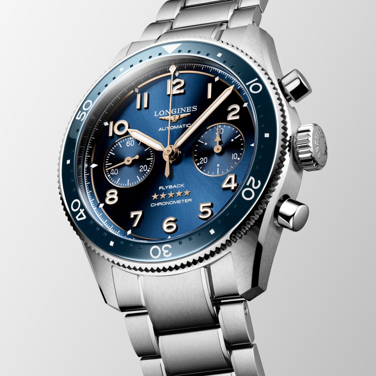 Longines Longines Spirit Flyback 42毫米蓝色自动钢表 L3.821.4.93.6