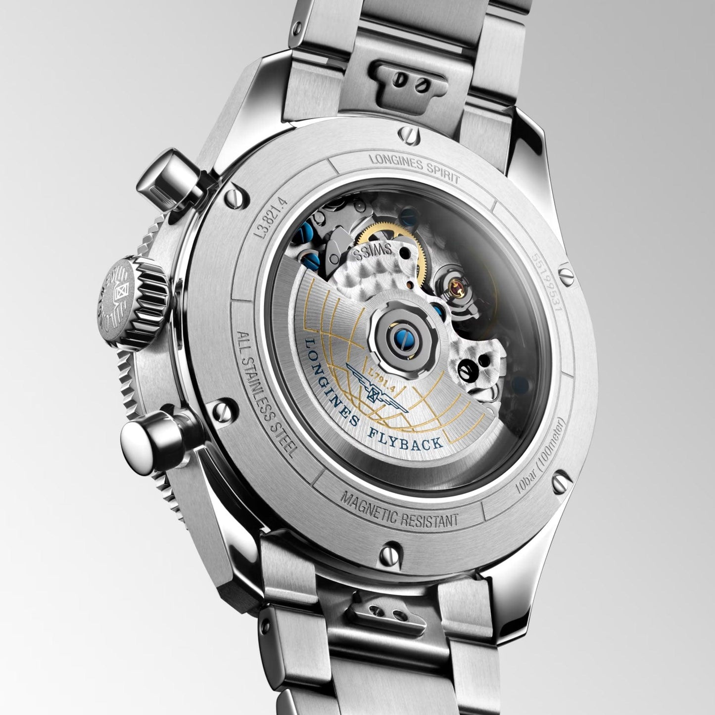 Longines Longines Spirit Flyback 42毫米蓝色自动钢表 L3.821.4.93.6