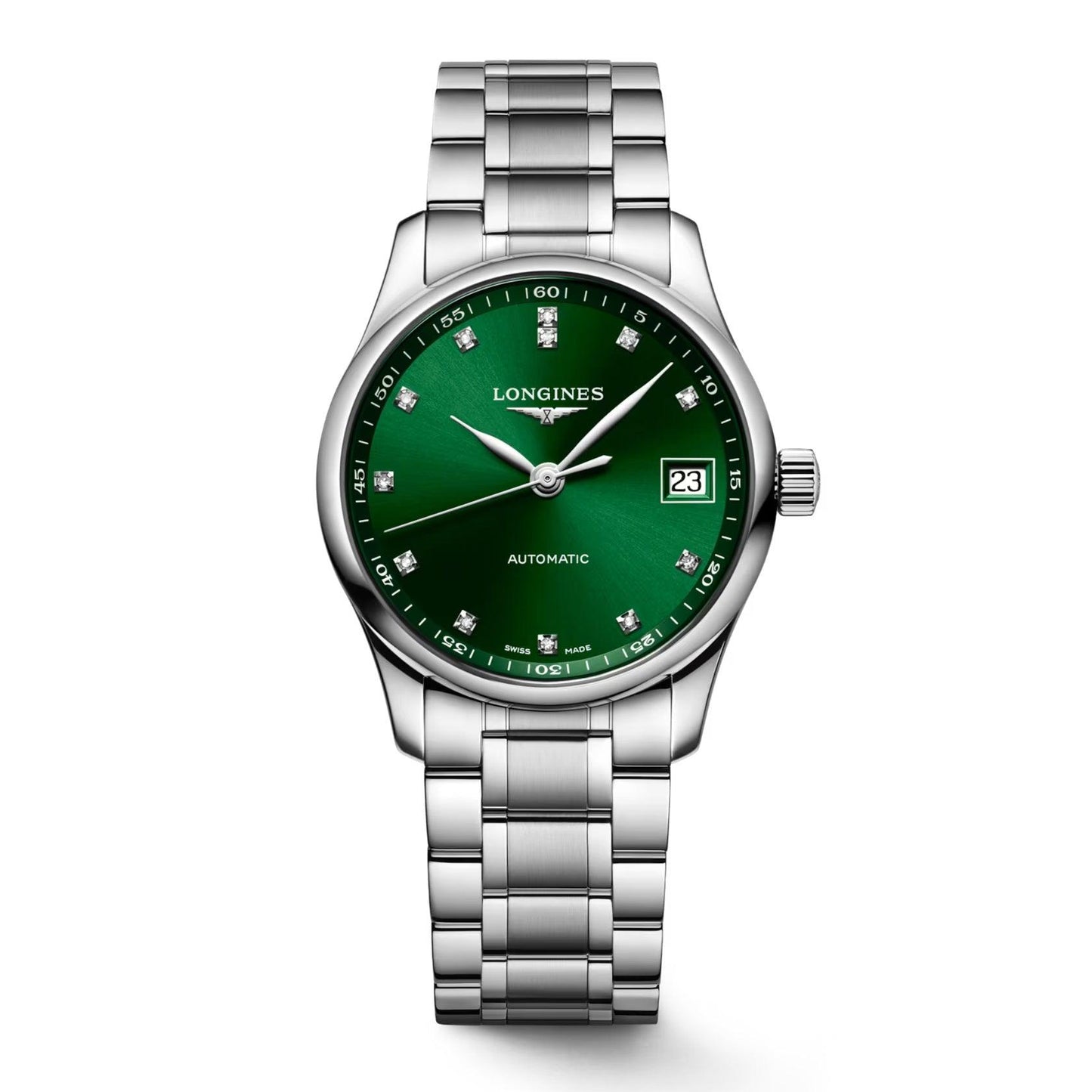 Longines Master Collection 34毫米绿色钻石自动钢表 L2.357.4.99.6
