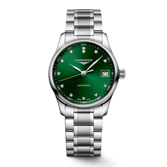 Longines Master Collection 34毫米绿色钻石自动钢表 L2.357.4.99.6
