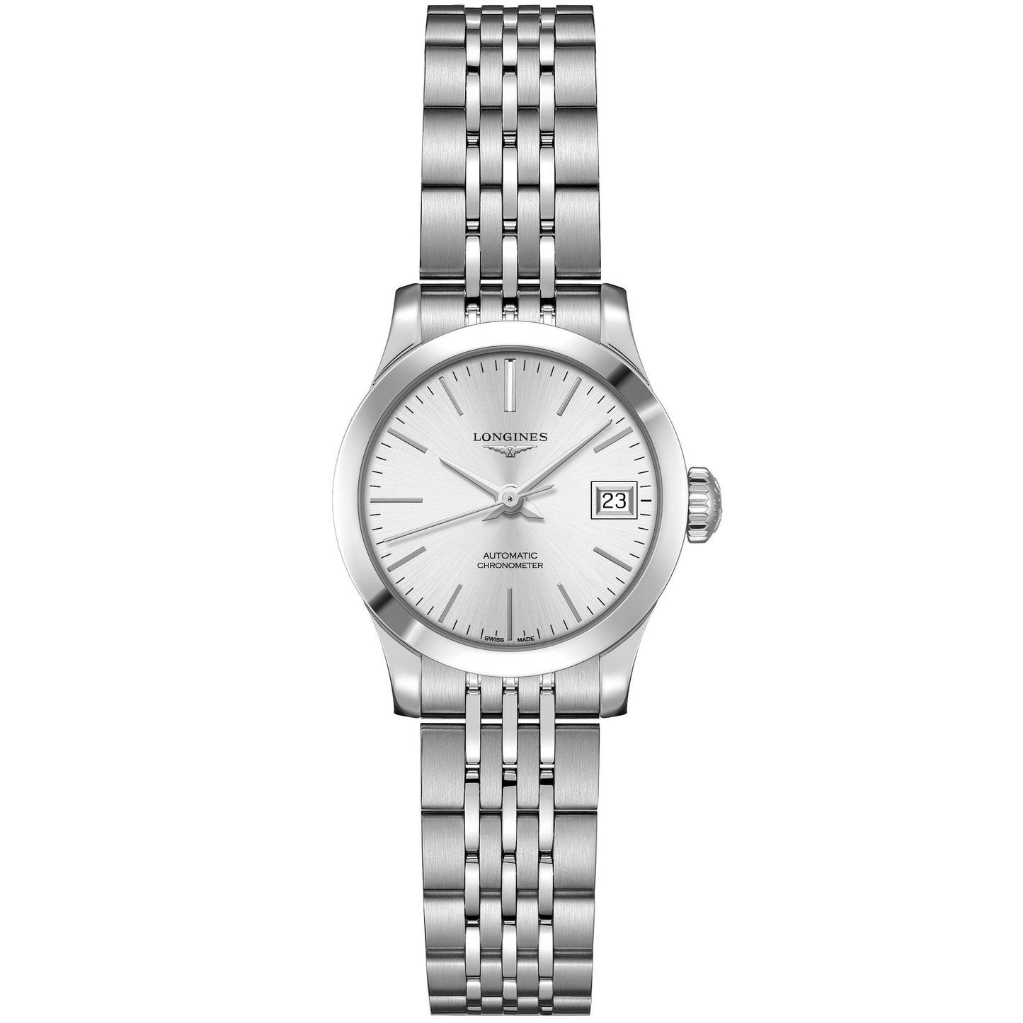 Longines Record 系列 26毫米银色自动 COSC 钢制表 L2.320.4.72.6