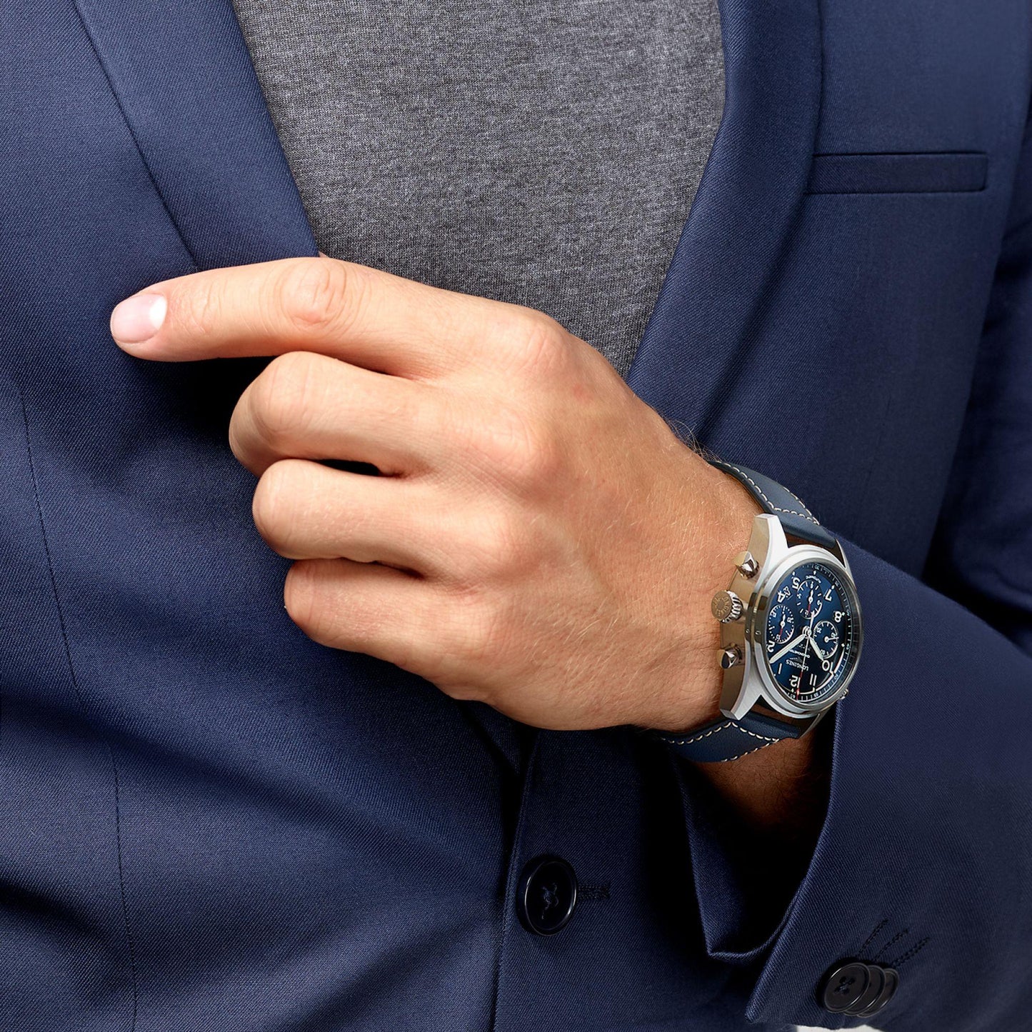 Longines Spirit 计时码表 42毫米蓝色自动钢制表 L3.820.4.93.0