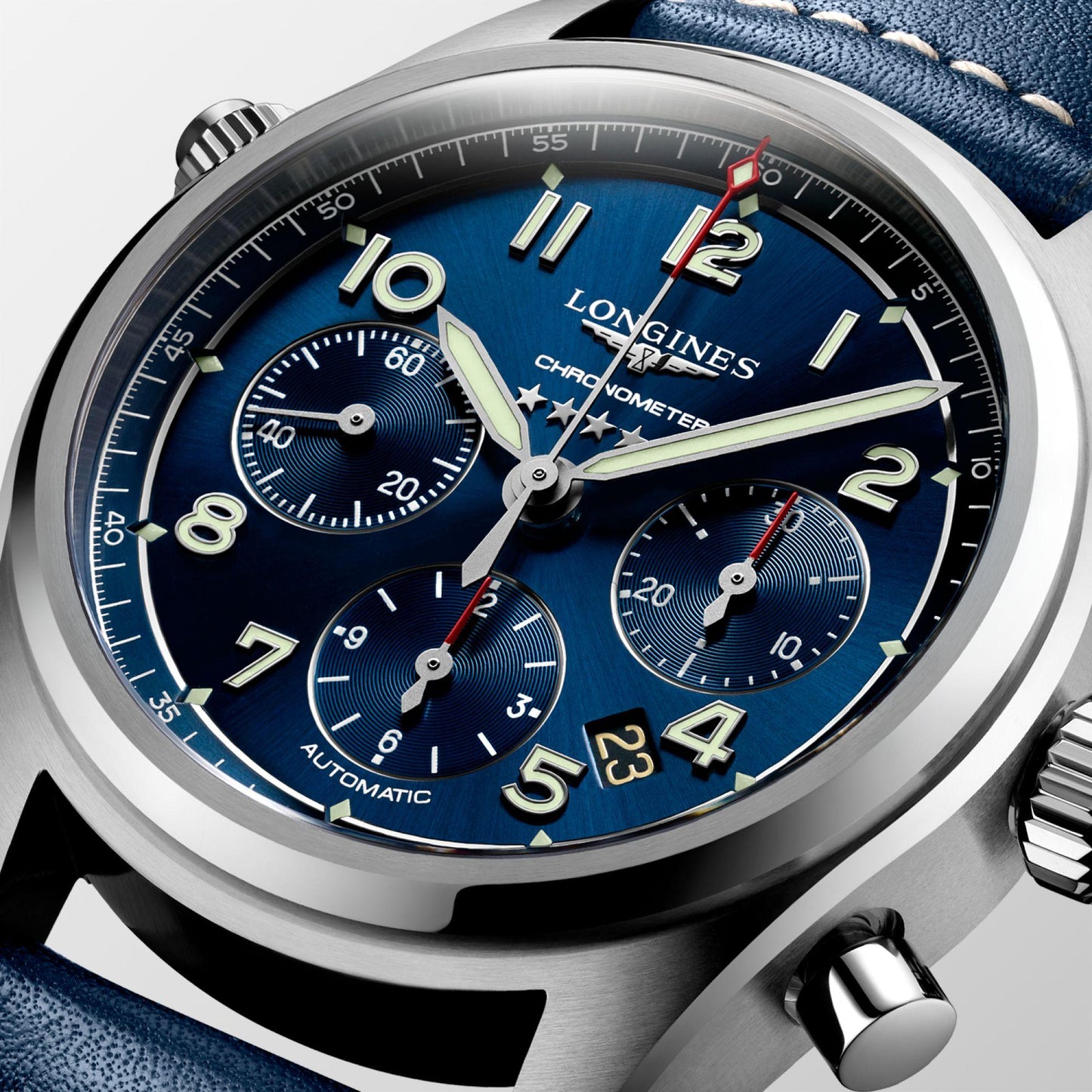 Longines Spirit 计时码表 42毫米蓝色自动钢制表 L3.820.4.93.0