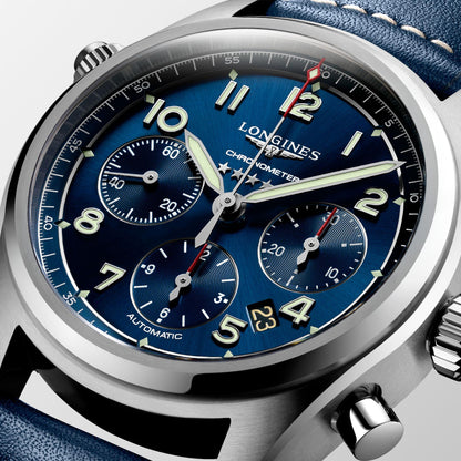 Longines Spirit 计时码表 42毫米蓝色自动钢制表 L3.820.4.93.0