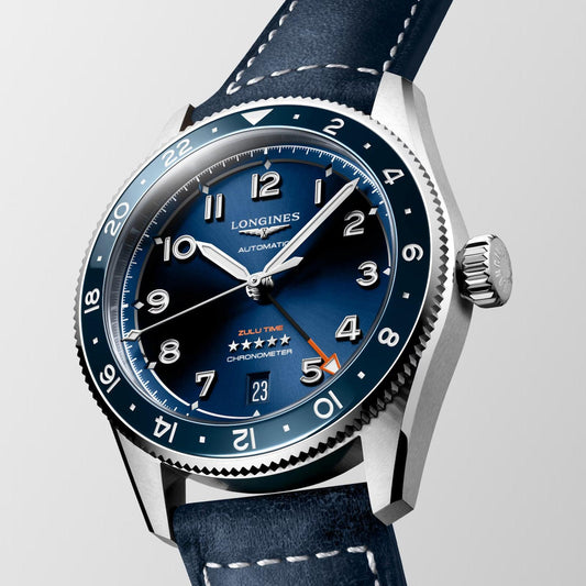 浪琴 Spirit Zulu Time 39毫米 蓝色自动机械钢表 L3.802.4.93.2