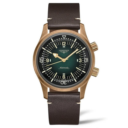 浪琴 The Longines Legend Diver 42毫米绿色自动机械青铜钛合金表 L3.774.1.50.2