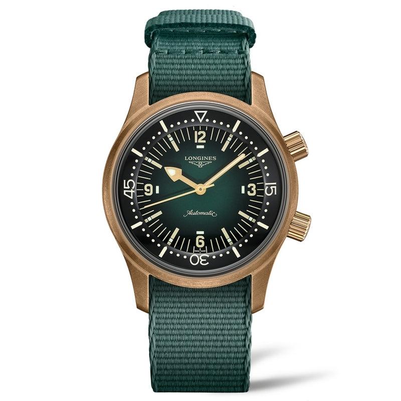浪琴 The Longines Legend Diver 42毫米绿色自动机械青铜钛合金表 L3.774.1.50.2