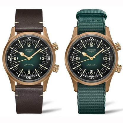浪琴 The Longines Legend Diver 42毫米绿色自动机械青铜钛合金表 L3.774.1.50.2