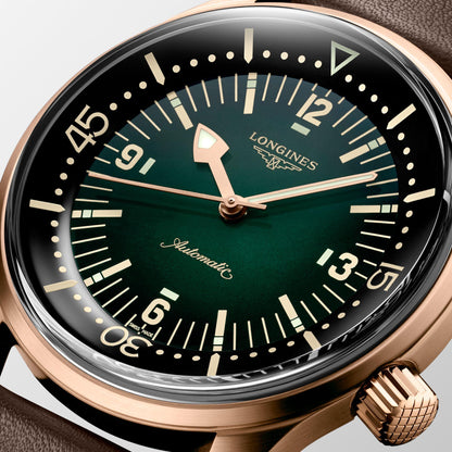 浪琴 The Longines Legend Diver 42毫米绿色自动机械青铜钛合金表 L3.774.1.50.2