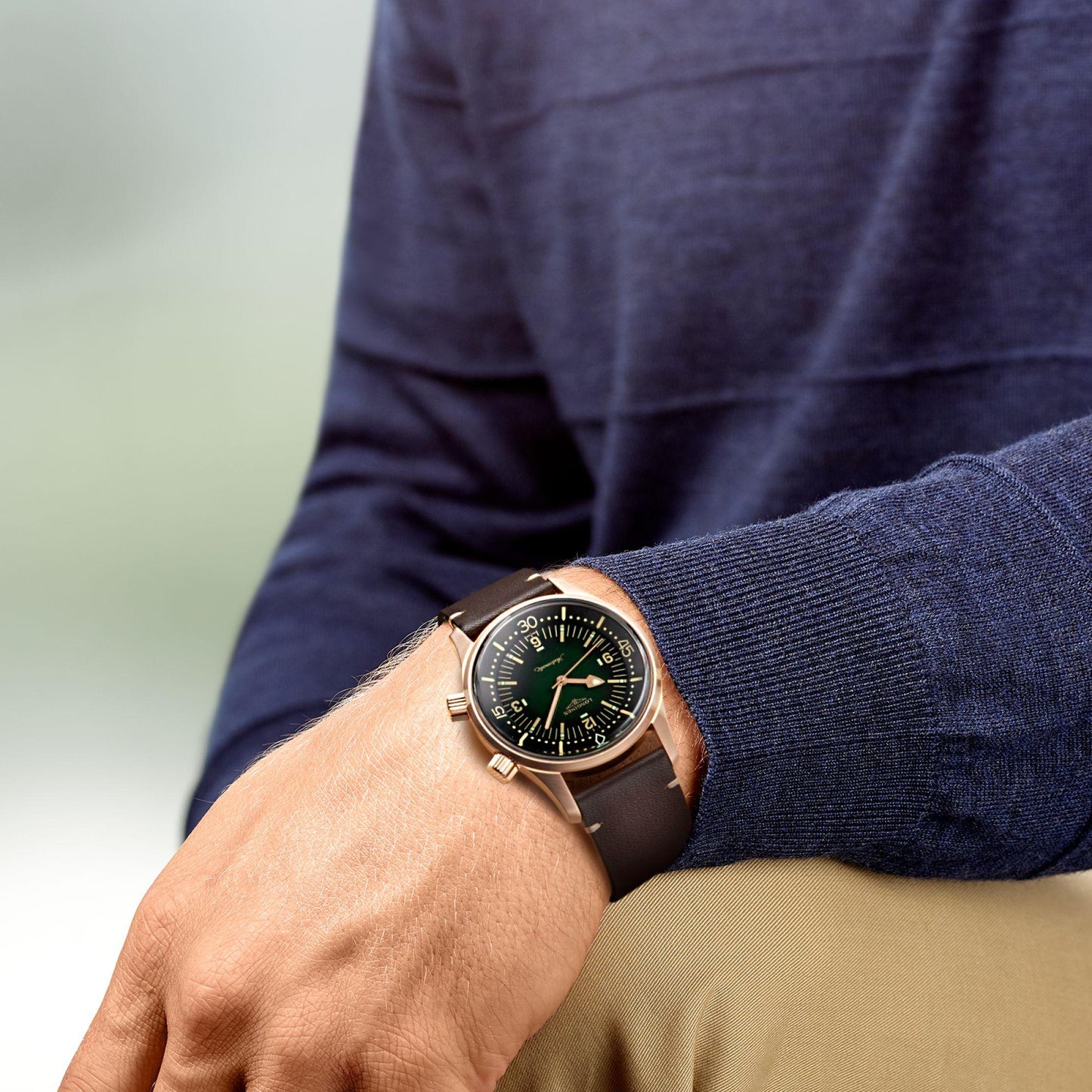 浪琴 The Longines Legend Diver 42毫米绿色自动机械青铜钛合金表 L3.774.1.50.2