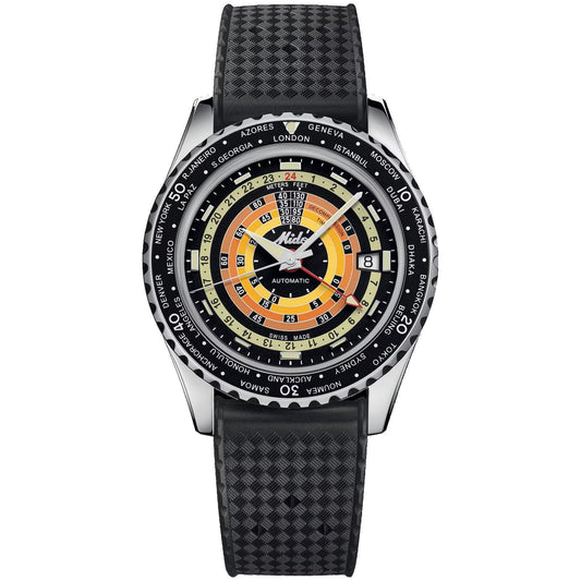 Mido Ocean Star Decompression Worldtimer 特别版 40毫米黑色自动机械钢表 M026.829.17.051.00