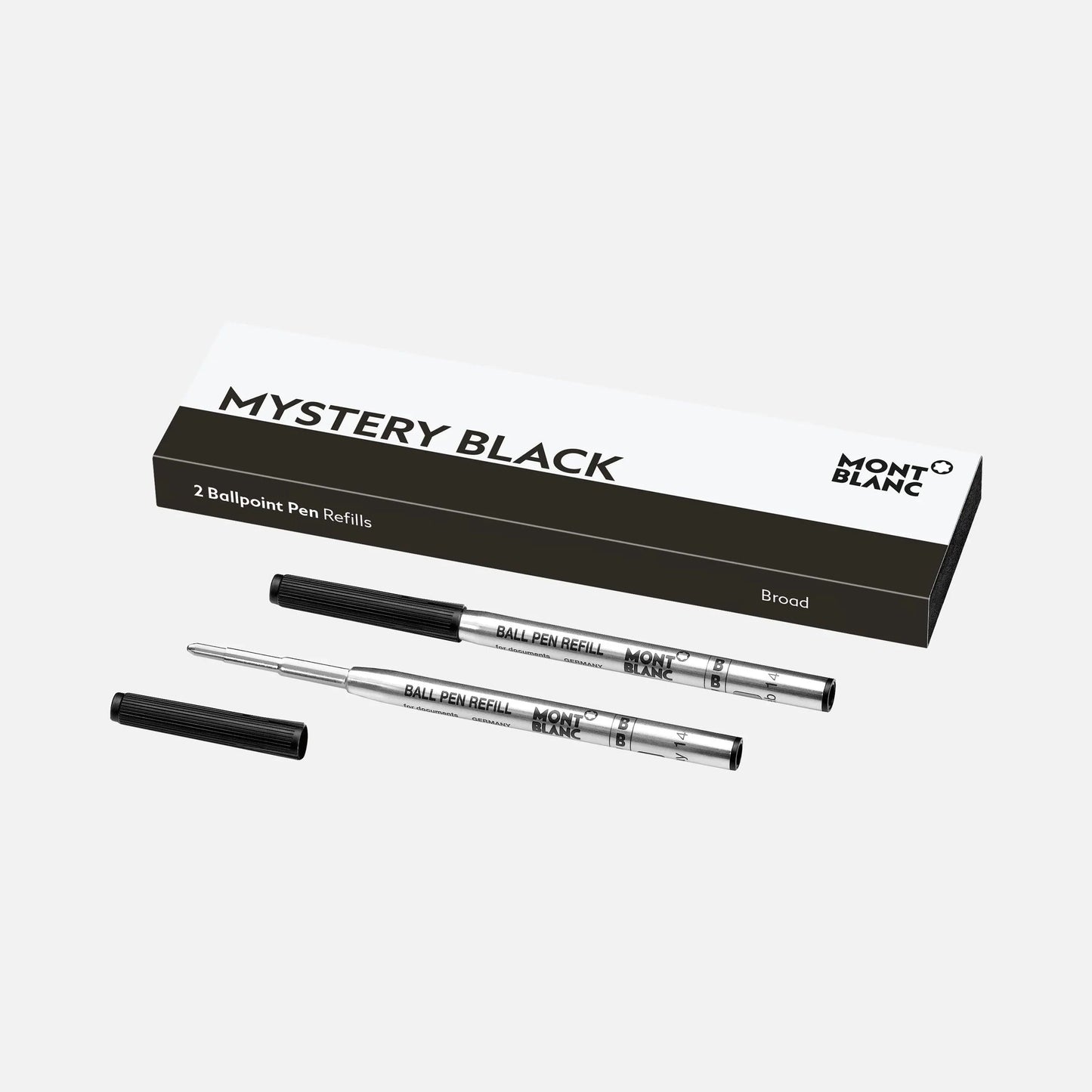 Montblanc 2 支圆珠笔替芯 B 粗尖 Mystery Black 黑色 128212