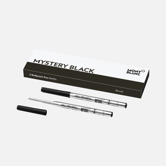 Montblanc 2 支圆珠笔替芯 B 粗尖 Mystery Black 黑色 128212