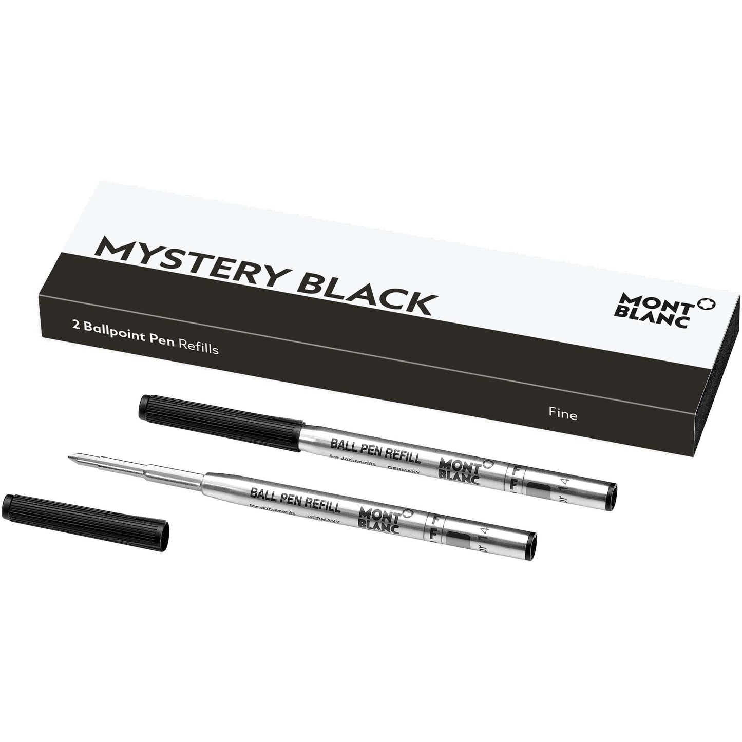 Montblanc 2支 F尖 Mystery Black 黑色圆珠笔替芯 116189