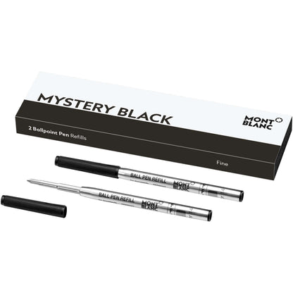 Montblanc 2支 F尖 Mystery Black 黑色圆珠笔替芯 116189