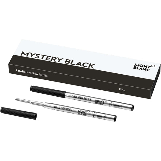 Montblanc 2支 F尖 Mystery Black 黑色圆珠笔替芯 116189