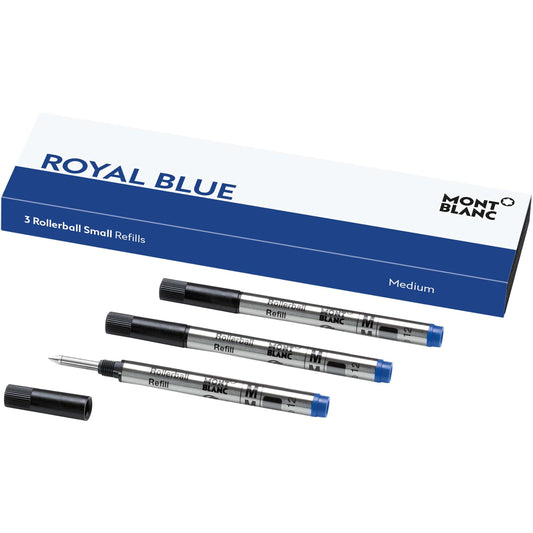 Montblanc 3支小号滚珠笔替芯 M尖 皇家蓝 128241