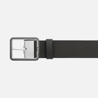 Montblanc cintura 35mm con fibbia rettangolare in pelle blu/grigio reversibile misura regolabile 131193