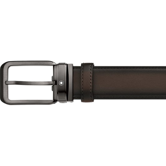 Montblanc cintura 35mm fibbia rettangolare pelle marrone sfumata 129456