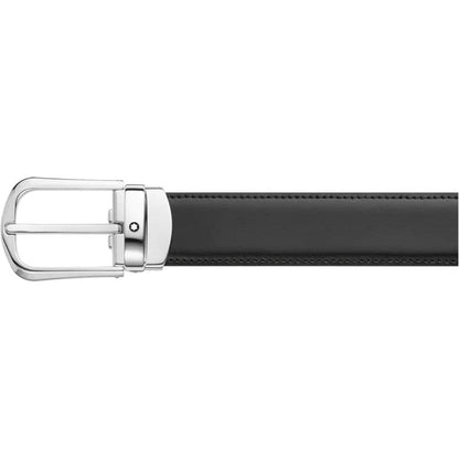 Montblanc 男士优雅黑色/棕色 30毫米可调双面皮带 114412