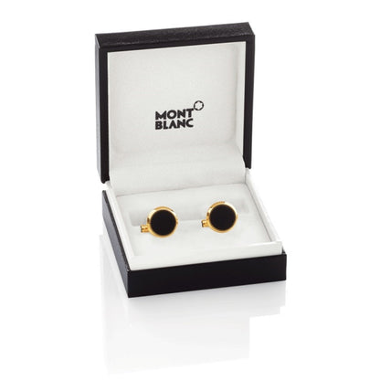 Montblanc Iconic Collection PVD玫瑰金涂层钢 蓝色海蓝宝石袖扣 112908