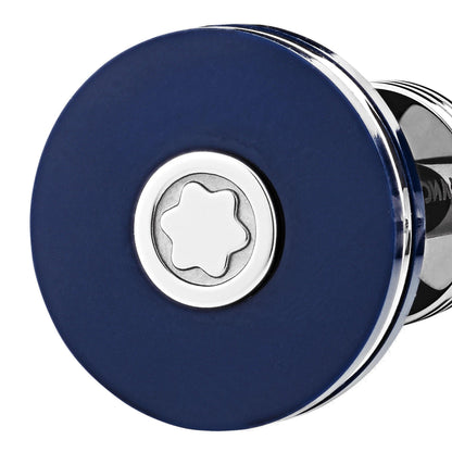 Montblanc 蓝色树脂圆形精钢袖扣 123812