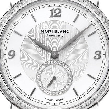 Montblanc Star Legacy 小秒针36mm银色钻石自动钢制手表 118507