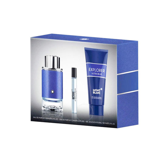 Montblanc 探险家 Ultra Blue 香水套装 EDP 100ML + 7.5ML 喷雾 + 100ML 沐浴露 MB020C07S1