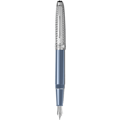 Montblanc stilografica Meisterstück Glacier Doué blu punta M 129403