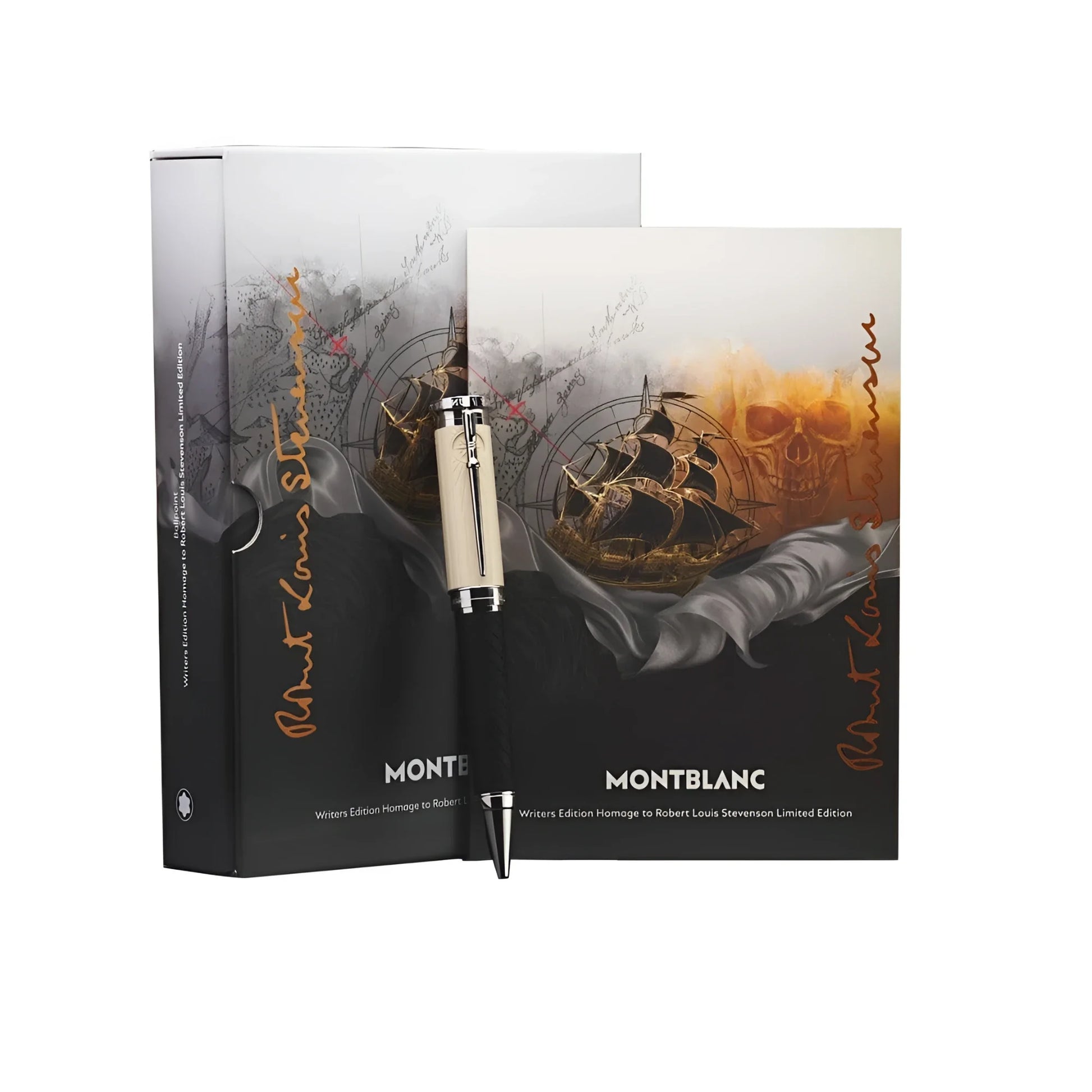 Penna a sfera montblanc writers edition homage to robert louis stevenson con fusto crema e dettagli argento