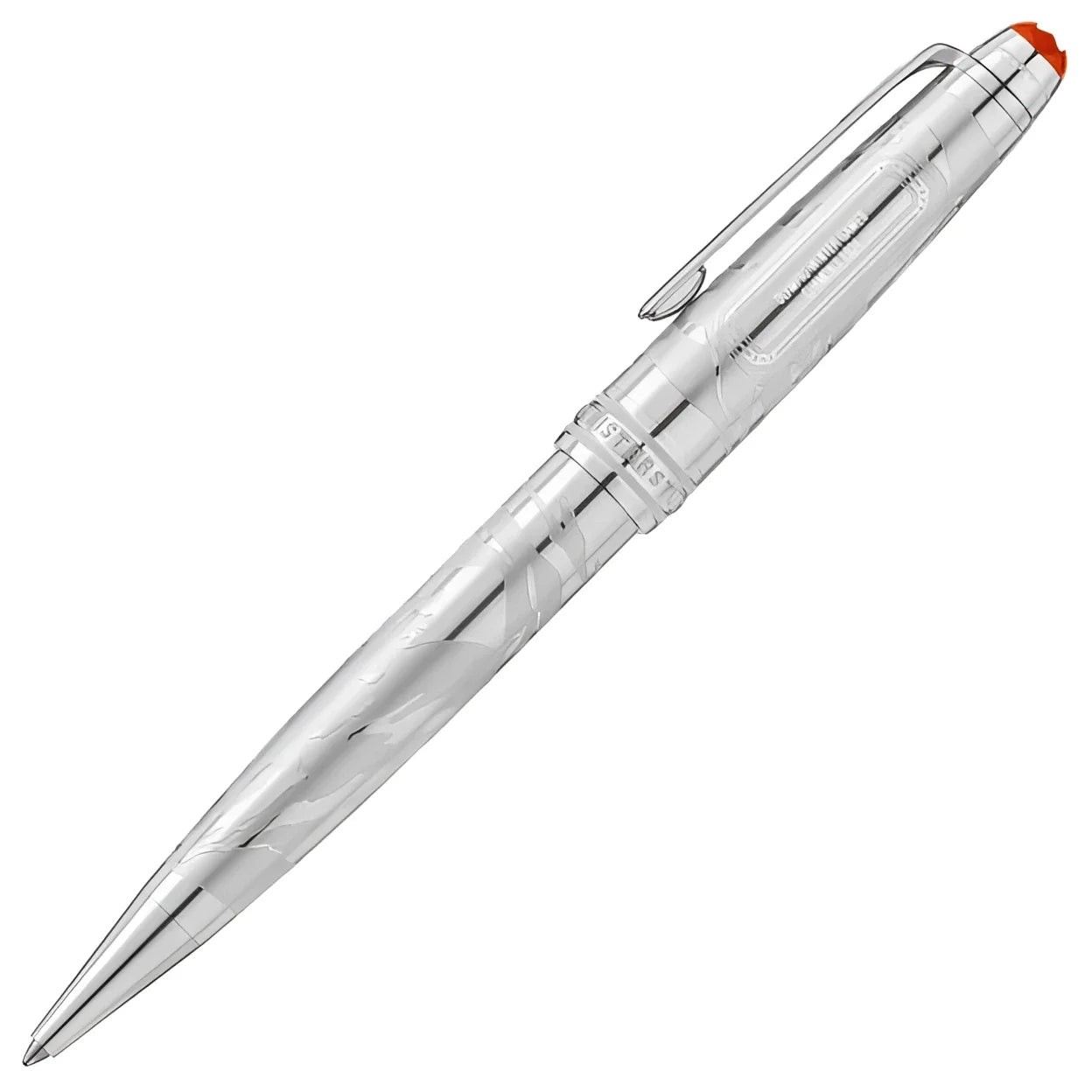 Penna a sfera Montblanc Meisterstück x Olympic heritage Chamonix 1924 con clip rossa e incisioni dettagliate in argento