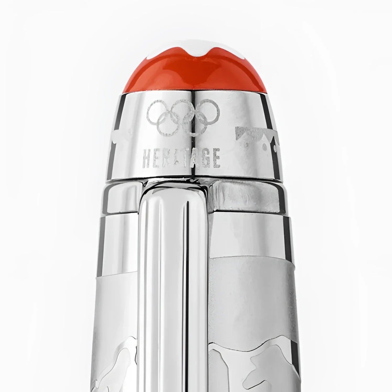 Penna roller montblanc meisterstück heritage chamonix olympic heritage argento con cappuccio rosso e anelli olimpici incisi