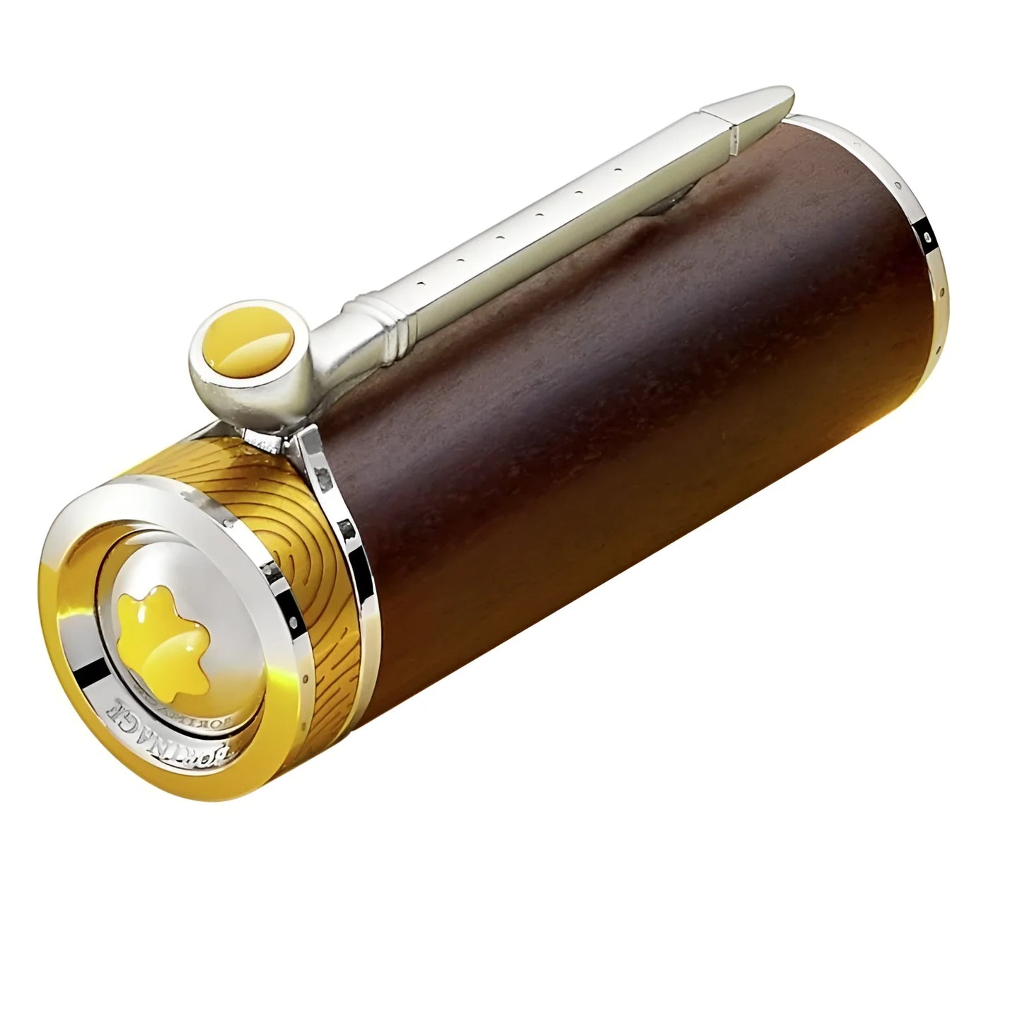 Montblanc roller masters of art edizione limitata con corpo in legno marrone, dettagli argento e oro, omaggio a vincent van gogh