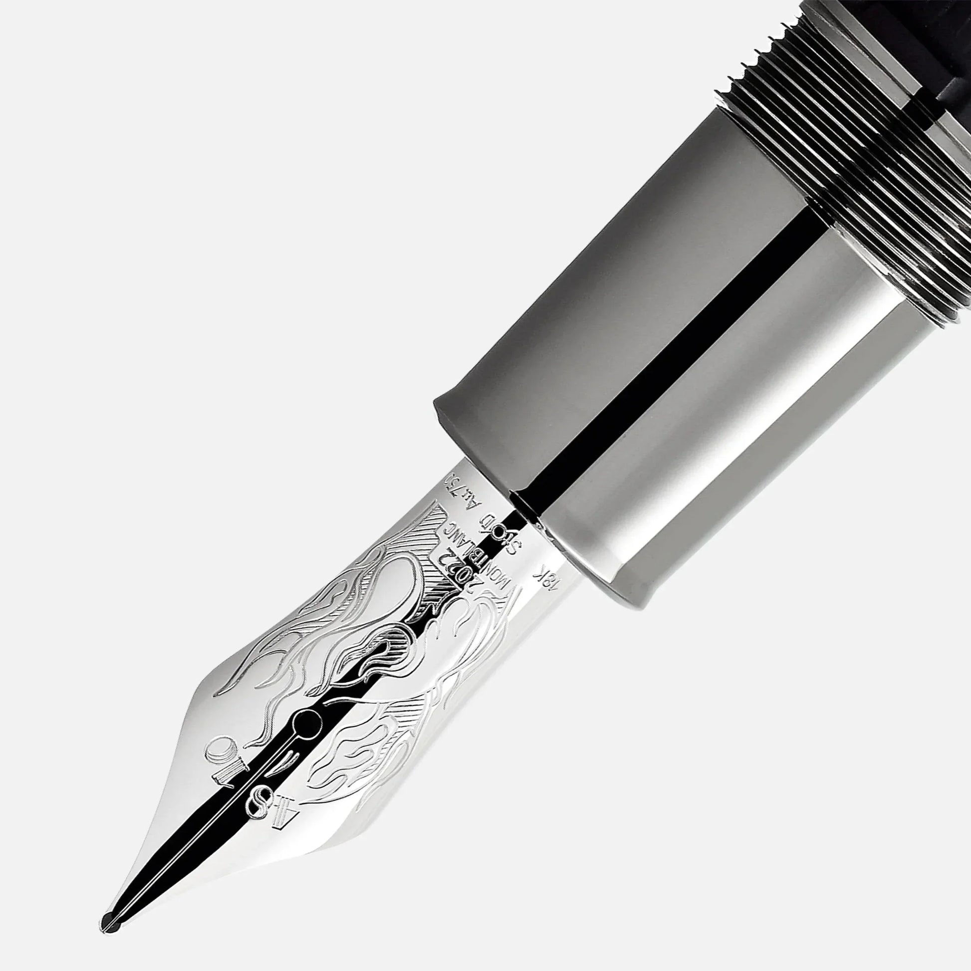 Bocchetta in argento placcato con design inciso penna stilografica montblanc writers edition homage to brothers edizione limitata