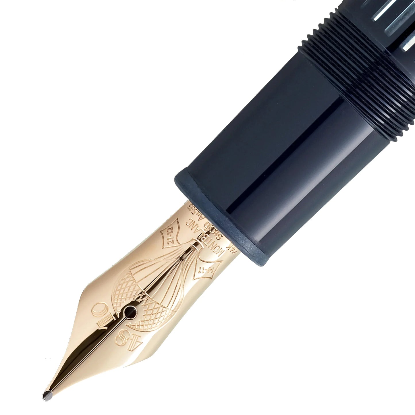 Penna stilografica Montblanc legrand meisterstück punta M oro con dettagli incisi blu ispirata a around the world