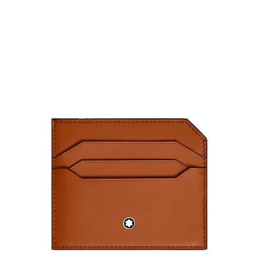 Montblanc porta carte in pregiata pelle color ruggine con 6 scomparti e logo argentato minimalista