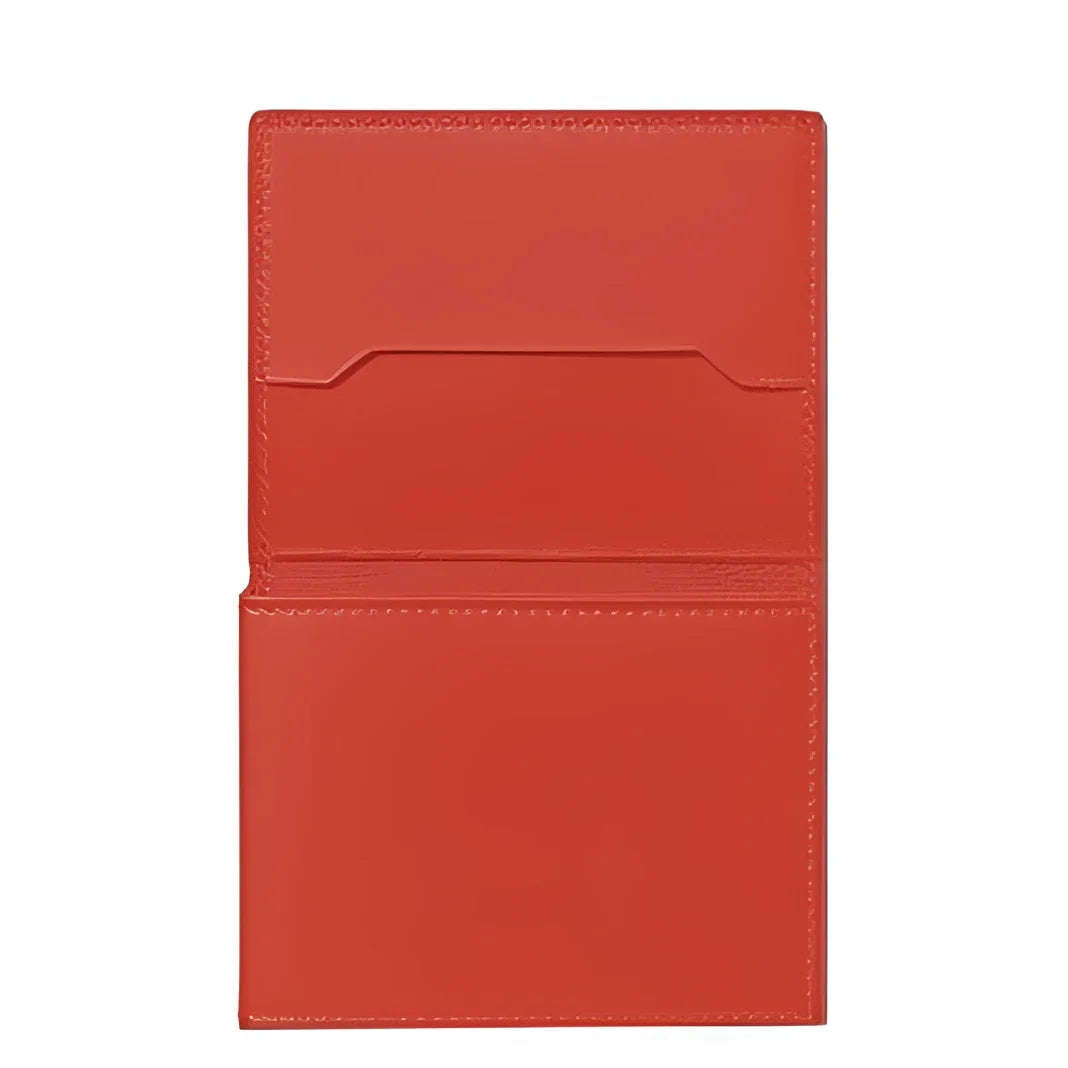 Montblanc porta carte trio soft in pelle rossa con design minimalista e cuciture precise per carte essenziali organizzate