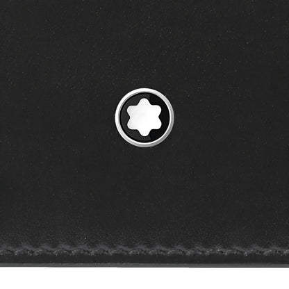 Montblanc porta carte meisterstück in pelle nera con emblema a stella argentata lucida su porta carte nero 198321
