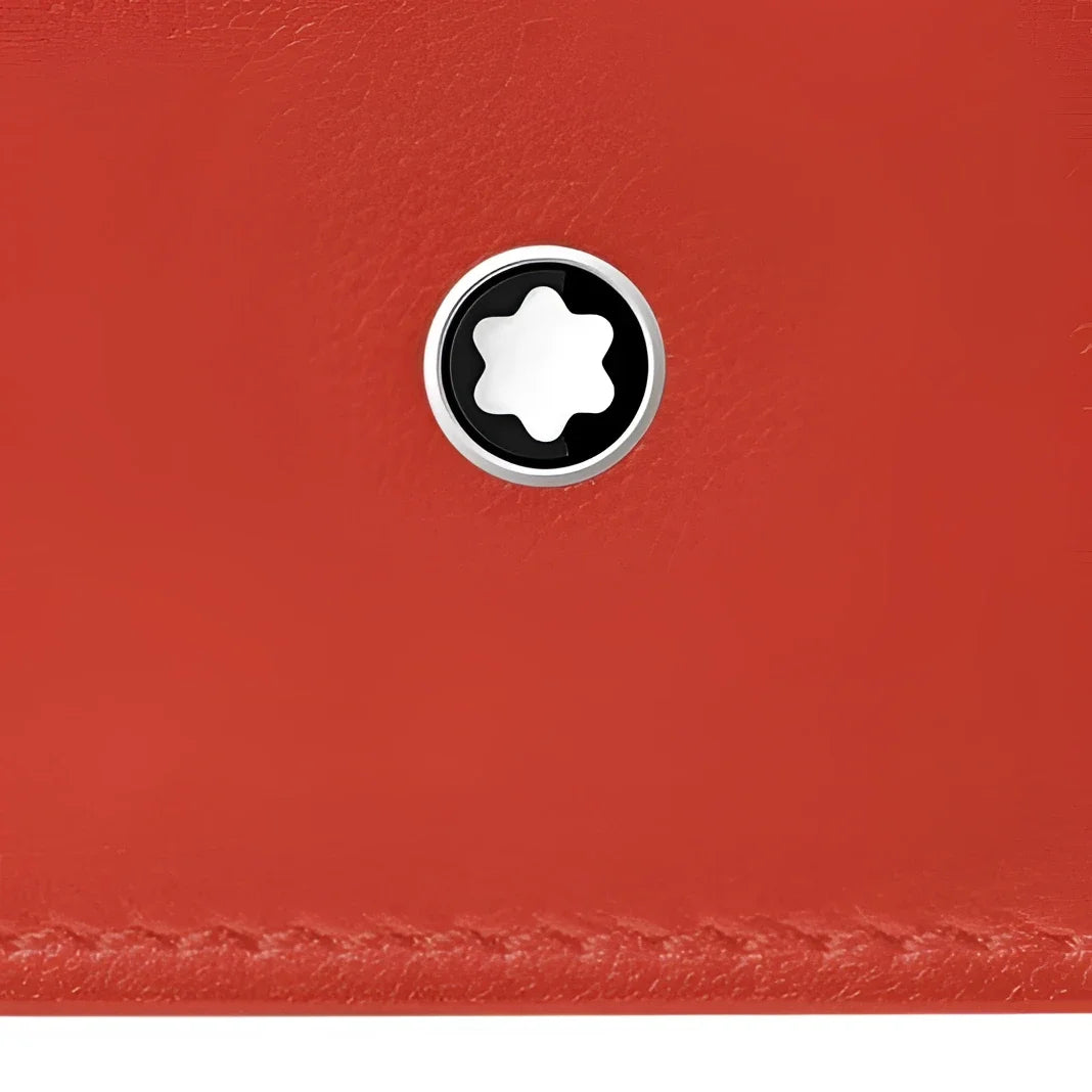 Montblanc porta carte in pelle rossa con emblema a stella argento e nero per carte essenziali organizzate