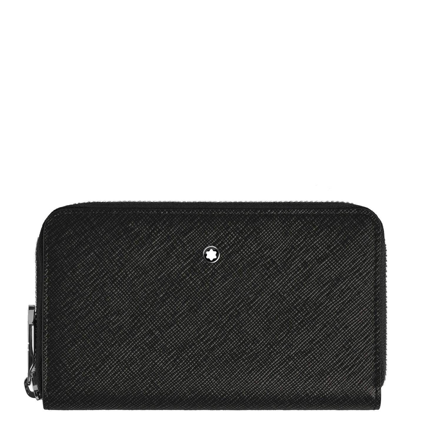 Portafoglio montblanc nero con 12 scomparti in pelle sartorial goffrata e cerniera combina stile intramontabile