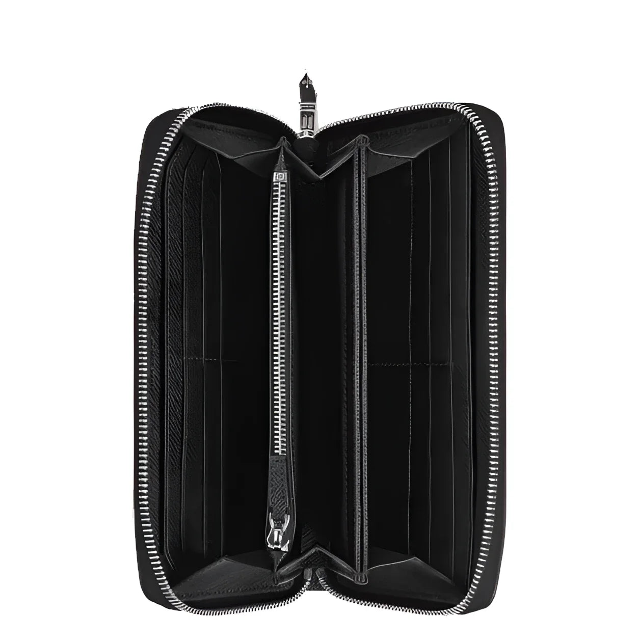 Montblanc portafoglio goffrata nera classica in pelle sartorial goffrata con cerniera e design minimalista nero