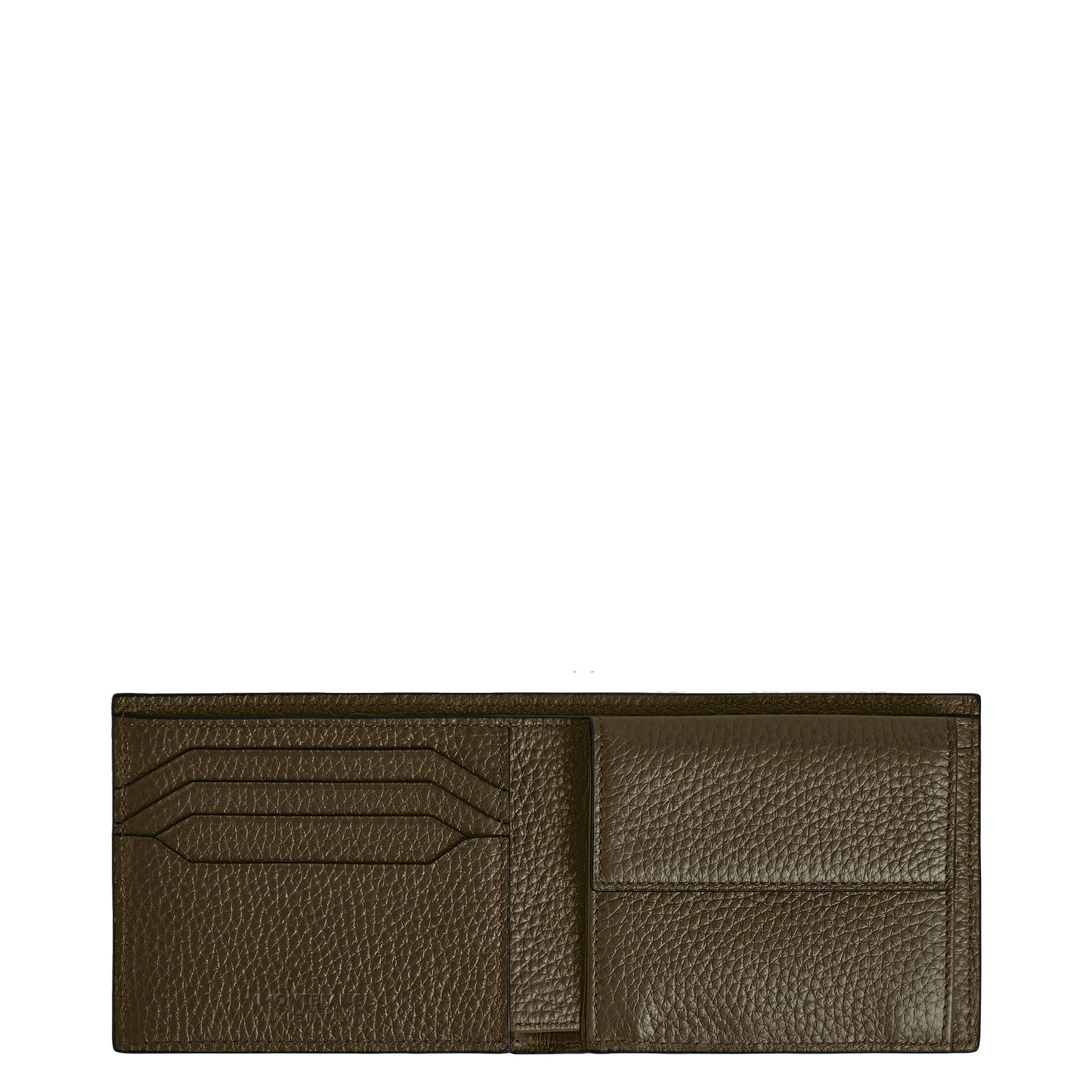 Portafoglio compatto montblanc in pelle kaki coniuga eleganza discreta con scomparti e portamonete